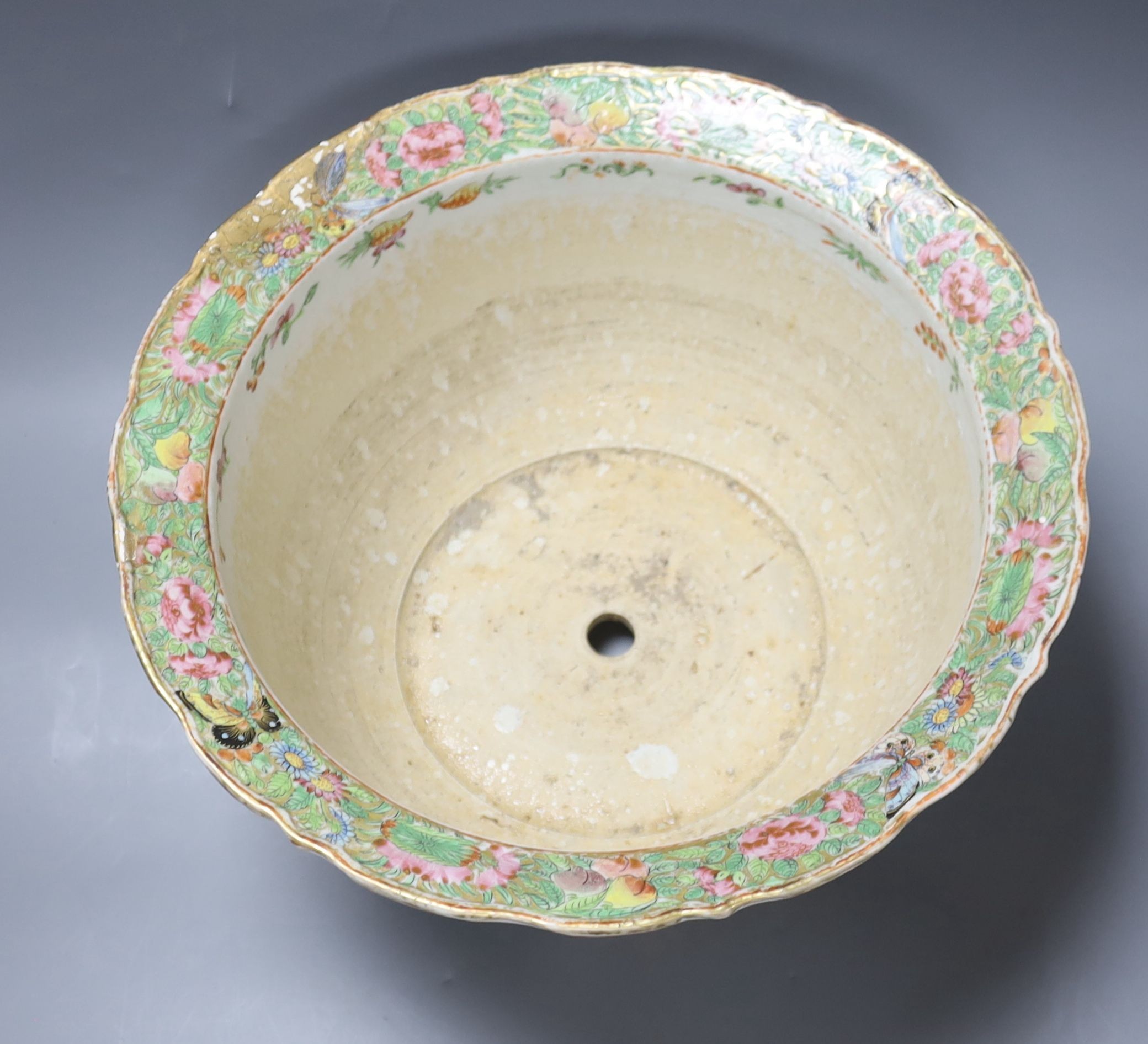 A Large Chinese famille rose flower pot, mid 19th century, 38cm